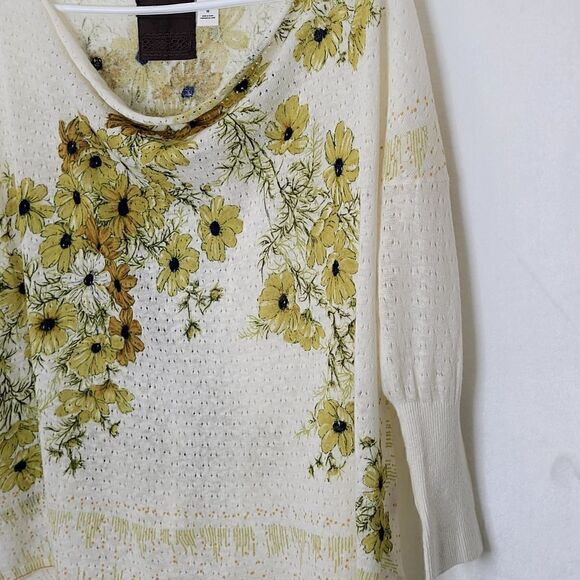 Guinevere Linen Cotton Floral Oversized Top Size XS - Picture 5 of 9
